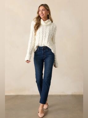 NWT Z SUPPLY TIED TO YOU IVORY CABLE KNIT TURTLENECK SWEATER